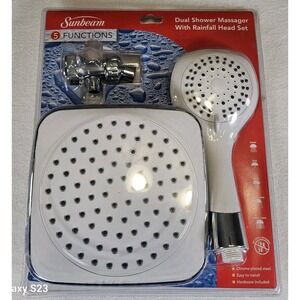 Sunbeam 5 Function Dual Shower Massager with Rainfall Head Set Sealed